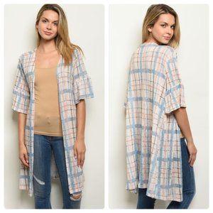 Womens blue, beige, and pink kimono size S